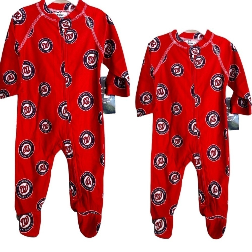 Mlb Washington Nationals Bundle of 2 Raglan PJ Sleeper 0-3 mo.s & a 6-9 mo